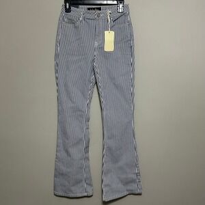 Indigo Rein Women's Jeans High Rise Flare 5/26 Blue White Striped NWT